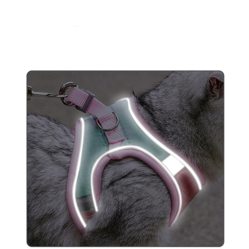 Cat Chest Harness With Luminous Reflective Cat Harness with Leash
