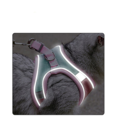 Cat Chest Harness With Luminous Reflective Cat Harness with Leash